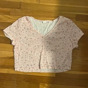 Pink flower crop top